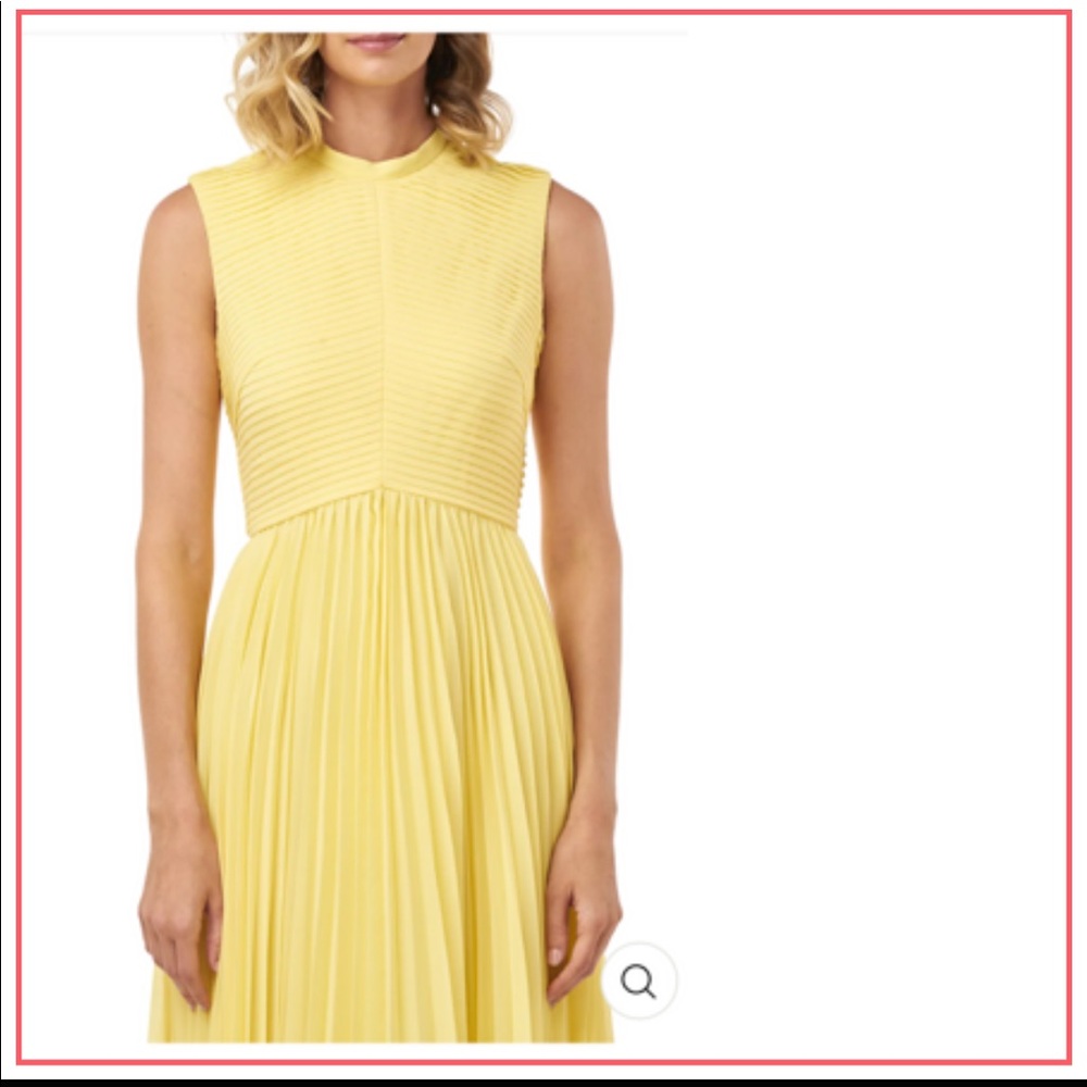 NWT KAY UNGER Beatrice Accordion Pleated Mock Neck Sleeveless Chiffon Midi Dress - Picture 6 of 14